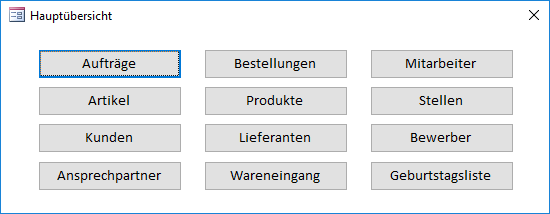 Das Start-Formular der Beispielapplikation